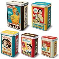 Los mejores  - 5 Cajas Metalicas Vintage para Especias Arroz Azúcar Harina y Pasta 211156 7071